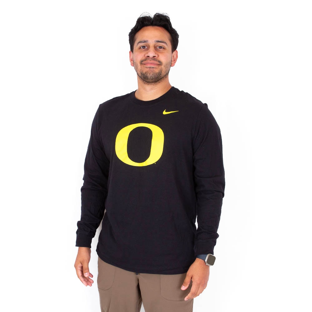 Classic Oregon O, Nike, Black, Long Sleeve, Men, T-Shirt, 975621